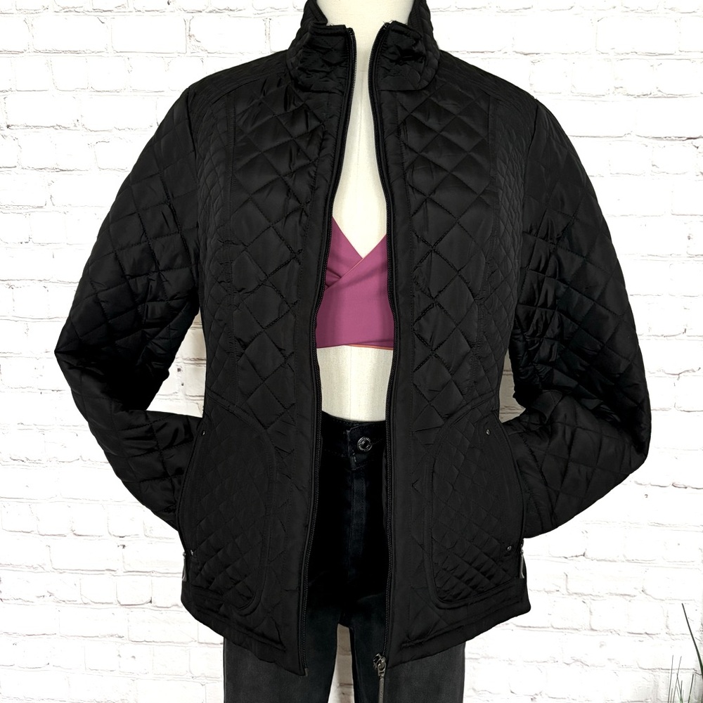 WEATHERPROOF Black Quilted Jacket with Side Stretch Panels--M - Picture 5 of 16